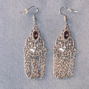 Silver and Purple Chandelier Earrings